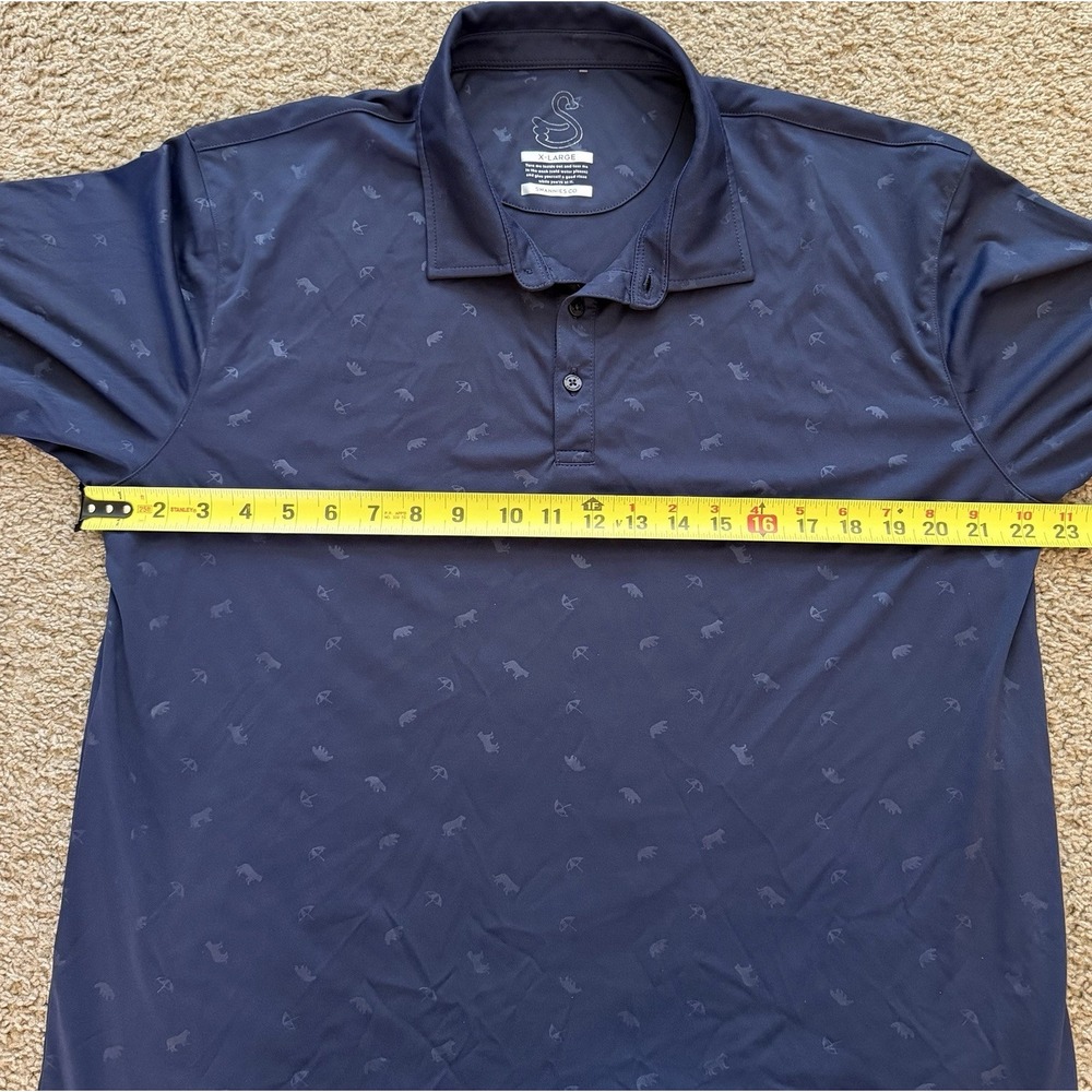 Swannies Mens Polo Shirt Navy Blue Embrossed Golf Performance Size XL - Picture 5 of 6